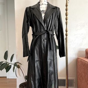 Vintage black leather trench coat!